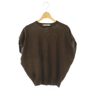 25SS 接触冷感 ウォッシャブルクールプルオーバー ニット カットソー フレンチスリーブ F ブラウン