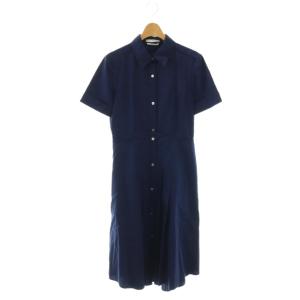 シャツワンピース ロング 半袖 40 ネイビー 34111 /DO OS