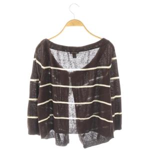 Max Mara シルク混ボレロ カーディガン ニット ボーダー 七分袖 S ブラウン /MY OS