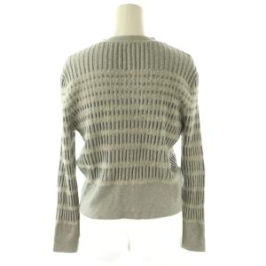 ANAYI 24AW フェザーボーダーリブニットカーディガン 長袖 Vネック 36 グレー /DO OS