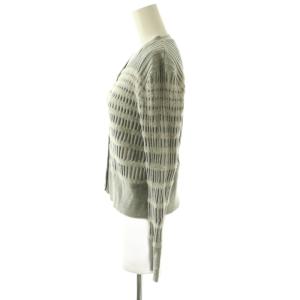 ANAYI 24AW フェザーボーダーリブニットカーディガン 長袖 Vネック 36 グレー /DO OS