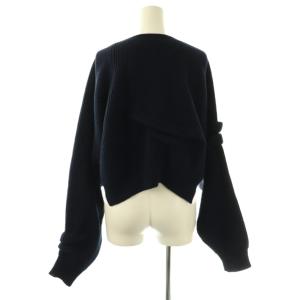 ENFOLD サンプル品 TUCK SHORT KNIT PULLOVER プルオーバー ニット セーター 38 ネイビー