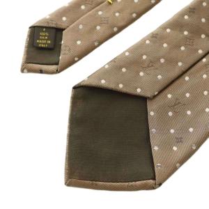 LOUIS VUITTON クラヴァット・セレスト ネクタイ ワイドタイ シルク ドット柄 モノグラム柄 茶 M73891 /MI