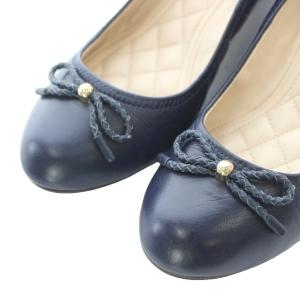 COLE HAAN TALI GRAND LAC WDG40 パンプス 6.5 23.5cm ネイビー ラウンドトゥ リボン飾り