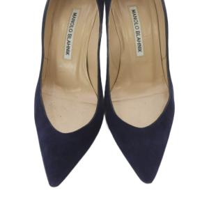 MANOLO BLAHNIK スエード ポインテッドトゥ パンプス ピンヒール 35.5 紺 ネイビー /SR