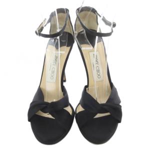 JIMMY CHOO サテンストラップ ヒールサンダル 35 黒 ブラック /SR SH