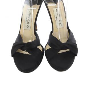 JIMMY CHOO サテンストラップ ヒールサンダル 35 黒 ブラック /SR SH
