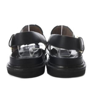 MARNI サンダル フラット タッセル ストラップ レザー 39 ブラック /YO20
