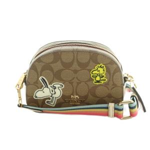 × PEANUTS SNOOPY ショルダーバッグ シグネチャー柄 ベージュ マルチカラー C4238