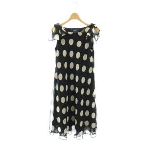 Polka dot Ciffon Dress ワンピース ロング ドット ノースリーブ 38 ブラック