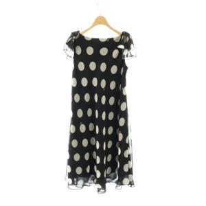 M'S GRACY Polka dot Ciffon Dress ワンピース ロング ドット ノースリーブ 38 ブラック