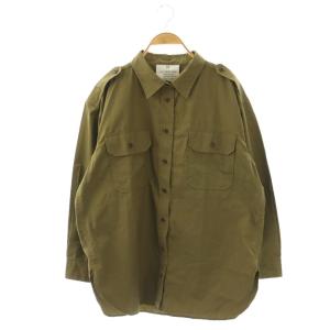 コットン ミリタリーシャツ 長袖 38 カーキ /ES OS