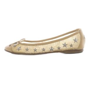 JIMMY CHOO スタースタッズ レース フラットバレエシューズ 35.5 ベージュ /SR
