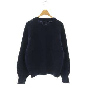 IENA パール釦片畔ラグランクルーカーディガン ニット 長袖 ネイビー /DO OS