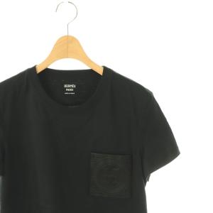 HERMES T-SHIRT DROIT POCHE BRODEE 40 ブラック