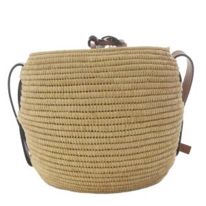 LOEWE ビーハイブ バスケットバッグ アナグラム ラフィア&カーフ ナチュラル/タン