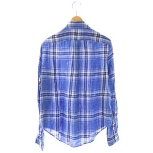 POLO RALPH LAUREN チェック 長袖シャツ ボタンダウン リネン S P ブルー マルチカラー /ES OS
