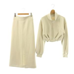 24AW ボンディングセットアップ プルオーバー ハーフジップ タイトスカート ロング F アイボリー