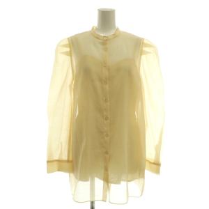 BUSTIER LAYERED SHEER SHIRT ブラウス シャツ 長袖 キャミソール M イエローベージュ