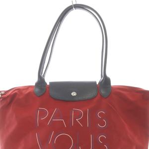 Longchamp パリ空港限定品 ル プリアージュ トートバッグ ハンドバッグ 赤 レッド 茶色 ブラウン  L1899301AP545