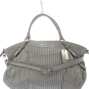 COACH マディソン ギャザー ソフィア サッチェル レザー 2WAYバッグ ハンドバッグ ショルダーバッグ グレー
