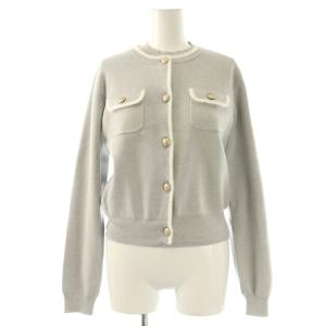 25AW アンサンブルニット ファートリム ノースリーブカットソー カーディガン F グレー ホワイト
