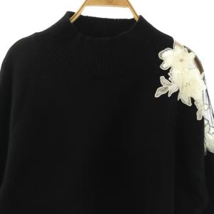 Apuweiser-riche 3Dフラワーモチーフ刺繍ニット セーター 2 黒 ブラック /SS OS