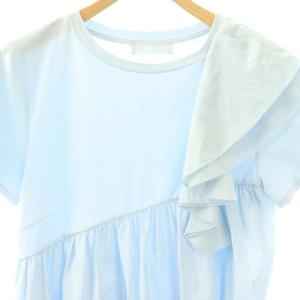 CELFORD 25SS アシメフリルチュニックカットソー 半袖 クルーネック ワンカラー F 水色 ライトブルー CWCT252040