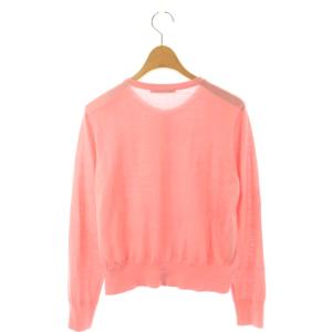 ANAYI ウェーブフラワークルーネックカーディガン ニット シルク混 38 ピンク マルチカラー /ES OS