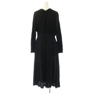 pas de calais ロングカーディガン 長袖 ベルト付き 36 ブラック /HK OS
