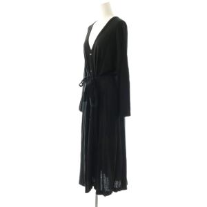 pas de calais ロングカーディガン 長袖 ベルト付き 36 ブラック /HK OS