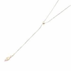 agete リーフ Y字ネックレス K10 YG ダイヤ0.0008ct