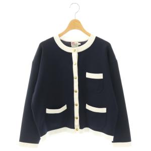 ARKLEY KNIT カーディガン ニット S ネイビー ホワイト /ES OS