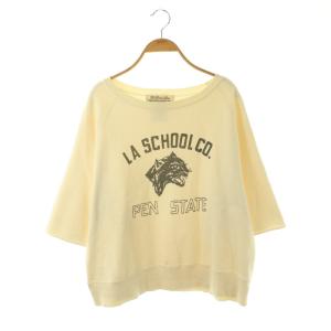 print half sleeve sweat スウェット プルオーバー 五分袖 F オフホワイト /HK