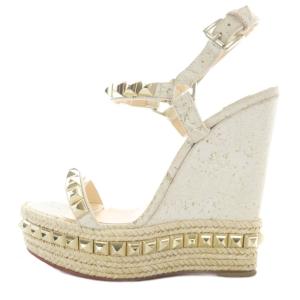Christian Louboutin CATACLOU 140 ウエッジソール サンダル 37 ベージュ