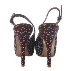 LOUIS VUITTON サンダル ピンヒール 花柄 リボンモチーフ ストラップ 34 ボルドー /YO11