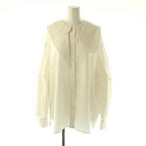 24AW ASYMMETRY-COLLAR BLOUSE ブラウス 長袖 前開き 38 ホワイト /DO