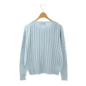 POLO RALPH LAUREN コットンケーブルクルーネックニット セーター M ライトブルー /ES OS