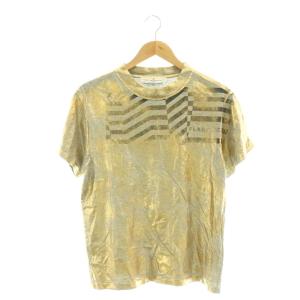 メタリック加工Tシャツ カットソー コットン XS グレー ゴールド色 /CX OS