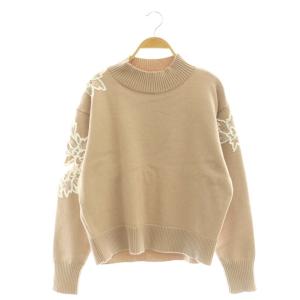 25AW フェザーレーストリムプルオーバー ニット セーター 2 ピンクベージュ /DF OS