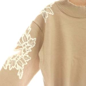 Apuweiser-riche 25AW フェザーレーストリムプルオーバー ニット セーター 2 ピンクベージュ /DF OS