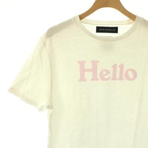 MADISONBLUE HAPPY PLUS STORE別注 HELLO Tシャツ カットソー ロゴ M 白 ピンク /CX OS
