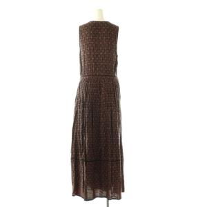 green label relaxing CFC INDIA パネル プリント ワンピース F ブラウン ブラック Vネック ノースリーブ /OK