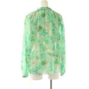 TOMORROWLAND collection タグ付き 24SS フラワープリントネックギャザーブラウス 36 緑 グリーン /SS OS