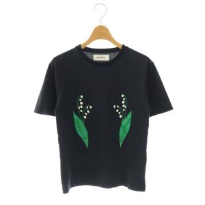 すずらん Tシャツ カットソー 半袖 36 ダークネイビー 緑 白 /ES OS