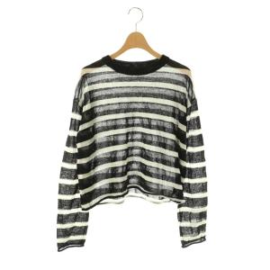 24SS Border Sheer Knit ボーダーシアーニット セーター 長袖 ブラック /MY OS
