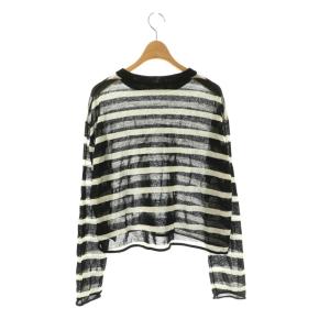 L'Appartement 24SS Border Sheer Knit ボーダーシアーニット セーター 長袖 ブラック /MY OS