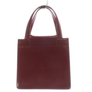 BVLGARI ハンドバッグ スクエア ロゴターンロック式 レザー ボルドー /YO12 OH