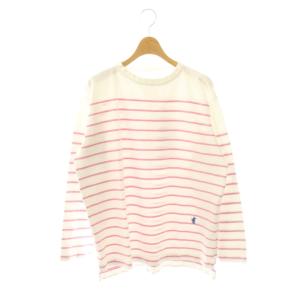 バスク縞の908Tシャツ カットソー 長袖 ボーダー柄 バイカラー 2 白 ホワイト ピンク 50570012
