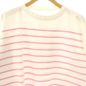 45rpm バスク縞の908Tシャツ カットソー 長袖 ボーダー柄 バイカラー 2 白 ホワイト ピンク 50570012